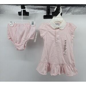 New! Ralph Lauren Baby Girls Ruffled Polo Dress Bloomers Set 6 M months Pink